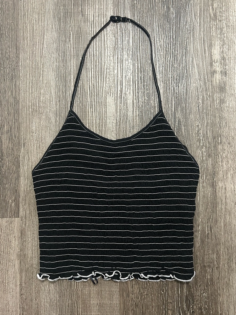 3/$10 Guess Black and White Striped Halter Crop Top
